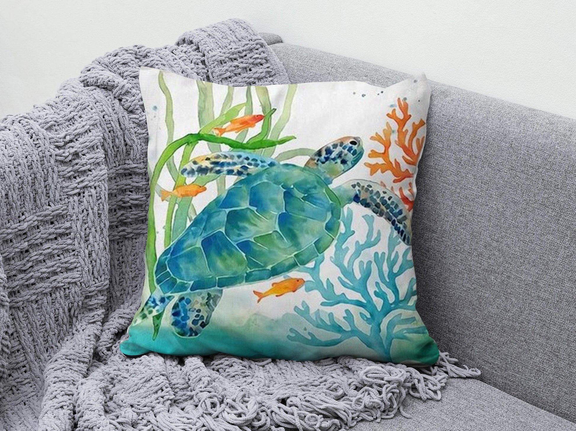 Onay 5 / 12 x 12 inch (30 x 30 cm) Lobster & Crab Outdoor Starfish and Sea Cushion Cover