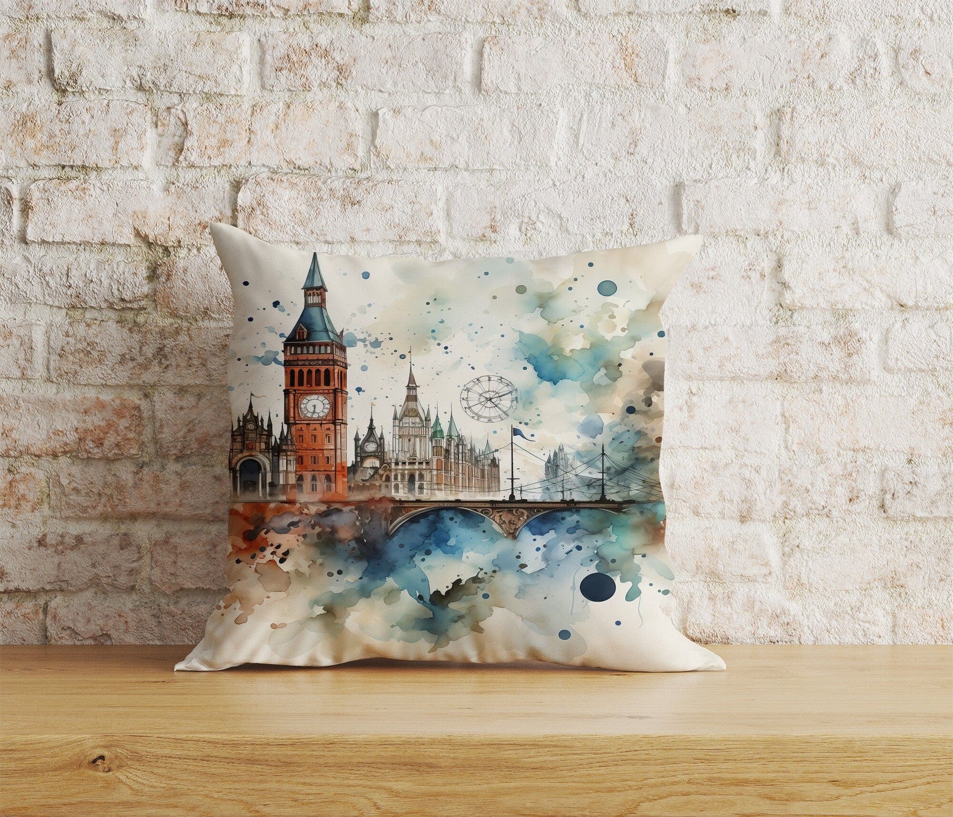 Onay Home Textile Cushion Covers 9 / 12 x 12 inch (30 x 30 cm) Double Side London Pattern Cushion Cover Big Ben British Pillow Cover