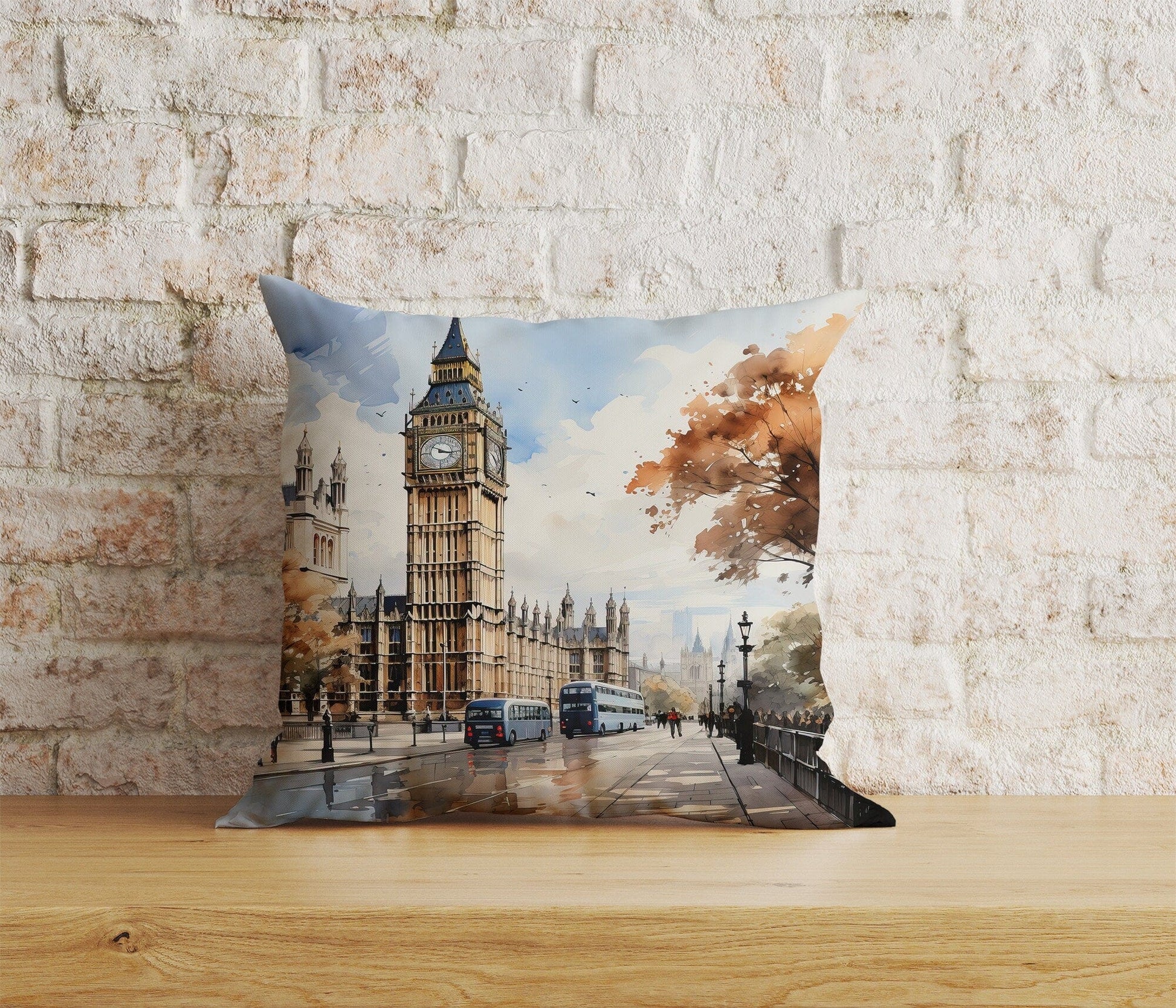 Onay Home Textile Cushion Covers 8 / 12 x 12 inch (30 x 30 cm) Double Side London Pattern Cushion Cover Big Ben British Pillow Cover