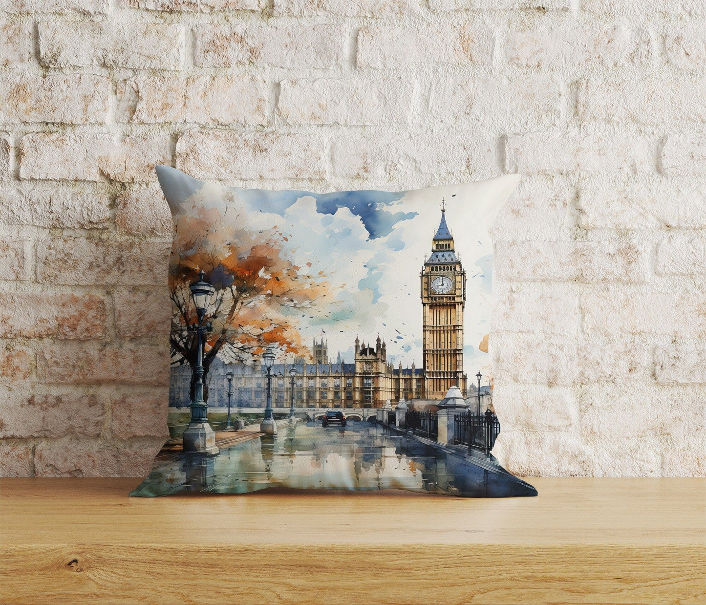 Onay Home Textile Cushion Covers 7 / 12 x 12 inch (30 x 30 cm) Double Side London Pattern Cushion Cover Big Ben British Pillow Cover