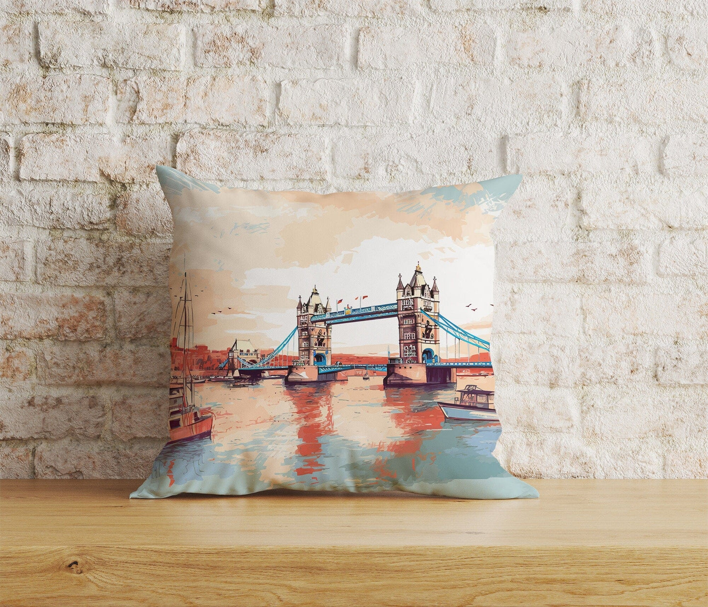 Onay Home Textile Cushion Covers 6 / 12 x 12 inch (30 x 30 cm) Double Side London Pattern Cushion Cover Big Ben British Pillow Cover