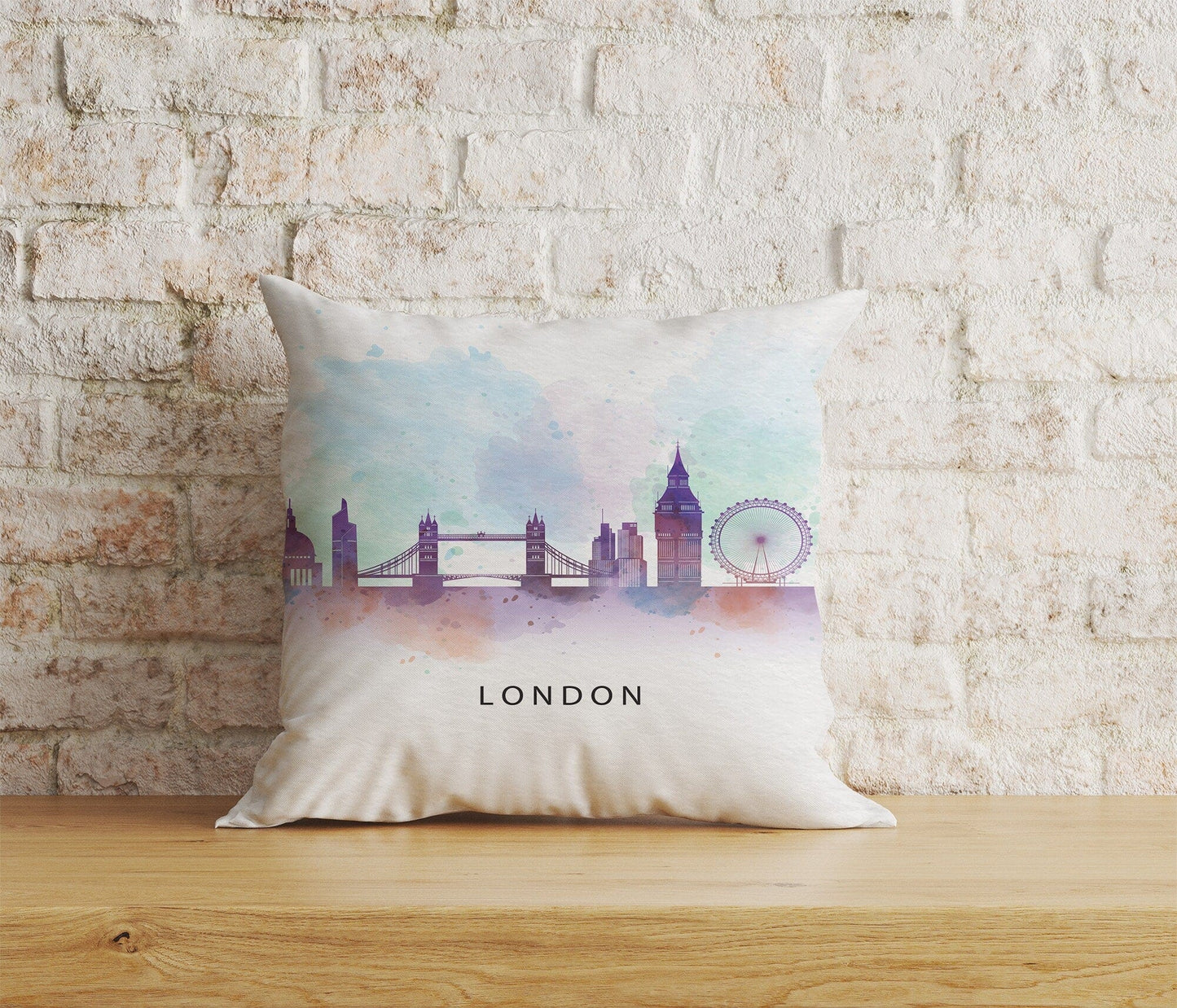 Onay Home Textile Cushion Covers 5 / 12 x 12 inch (30 x 30 cm) Double Side London Pattern Cushion Cover Big Ben British Pillow Cover