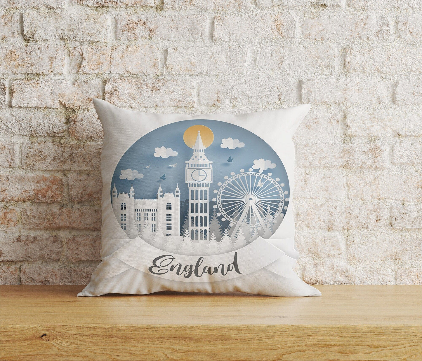 Onay Home Textile Cushion Covers 4 / 12 x 12 inch (30 x 30 cm) Double Side London Pattern Cushion Cover Big Ben British Pillow Cover