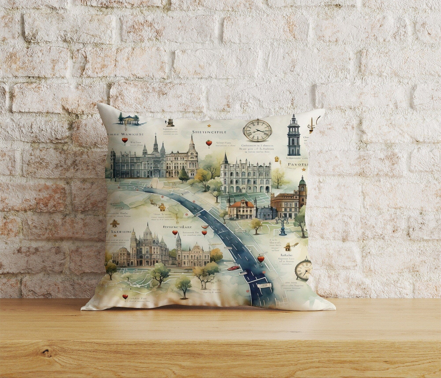 Onay Home Textile Cushion Covers 1 / 12 x 12 inch (30 x 30 cm) Double Side London Pattern Cushion Cover Big Ben British Pillow Cover