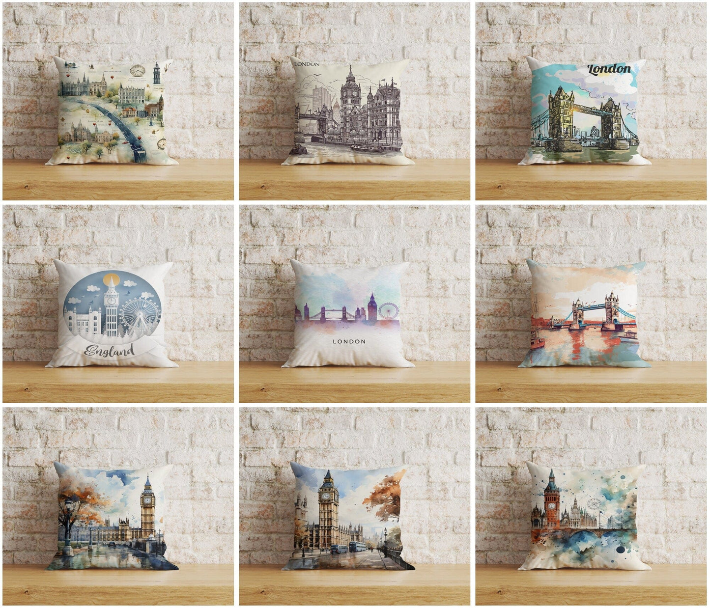 Onay Home Textile Cushion Covers London Pattern Cushion Cover Big Ben British Pillow Cover
