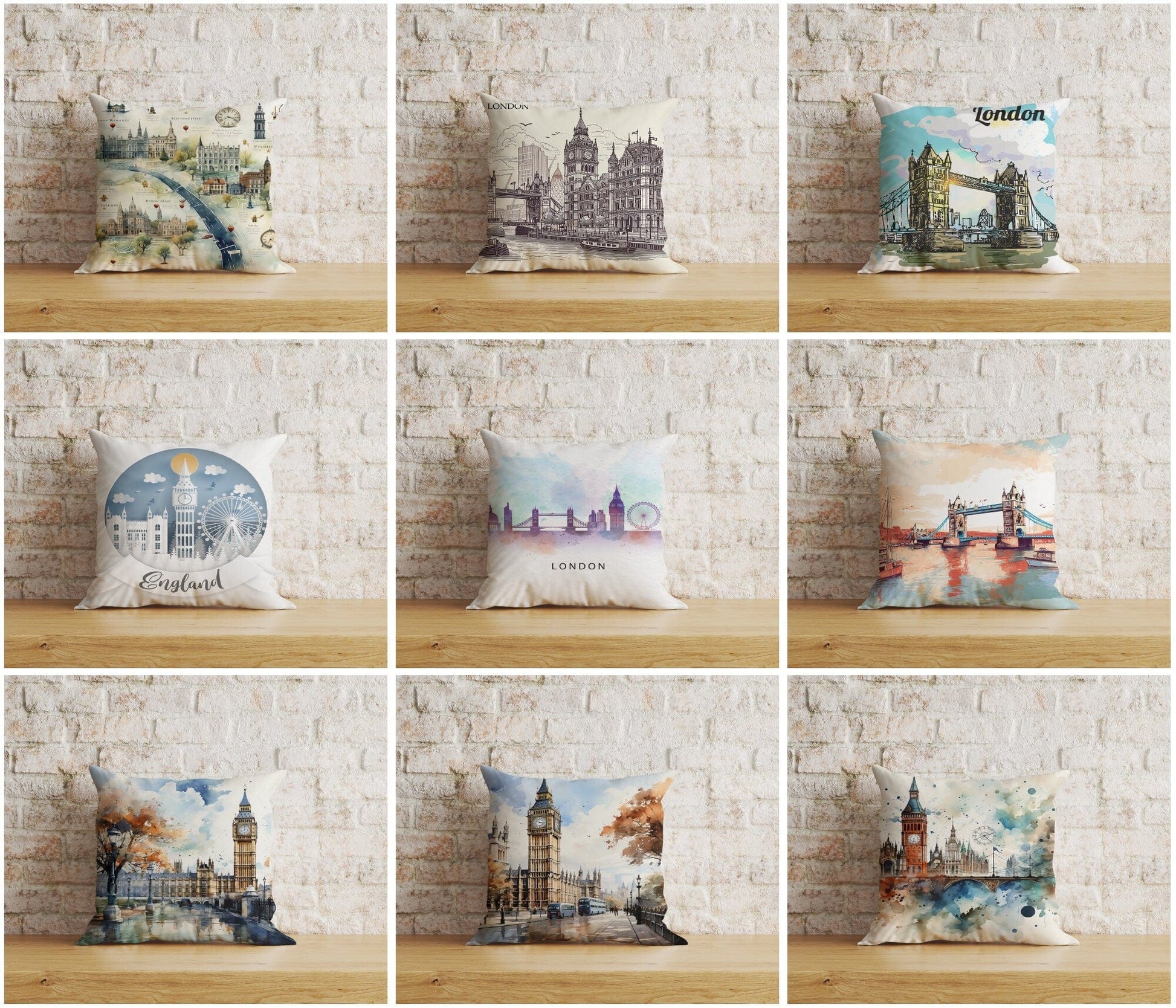 Onay Home Textile Cushion Covers London Pattern Cushion Cover Big Ben British Pillow Cover