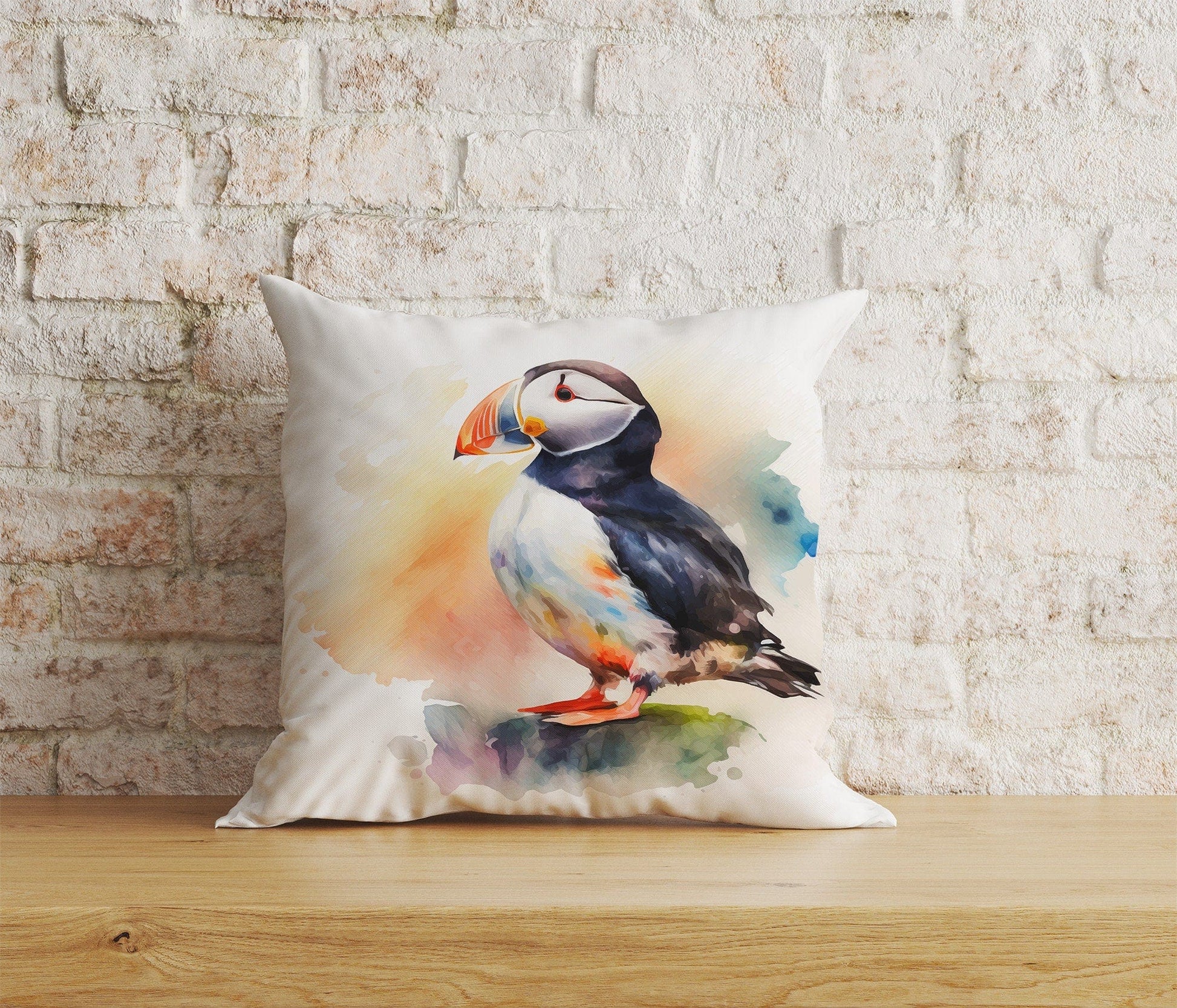 Onay Home Textile Cushion Covers 2 / 12 x 12 inch (30 x 30 cm) Double Side Love Puffin Cushion Covers Nautical Marine Seabird Design