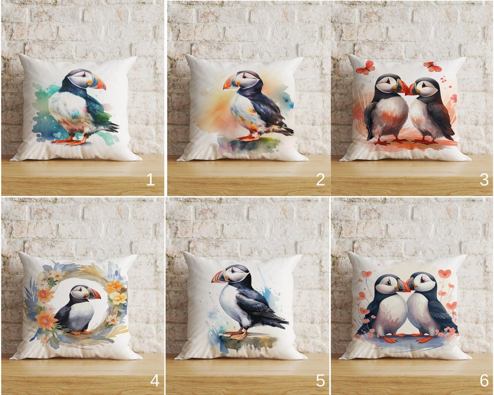 Onay Home Textile Cushion Covers Love Puffin Cushion Covers Nautical Marine Seabird Design