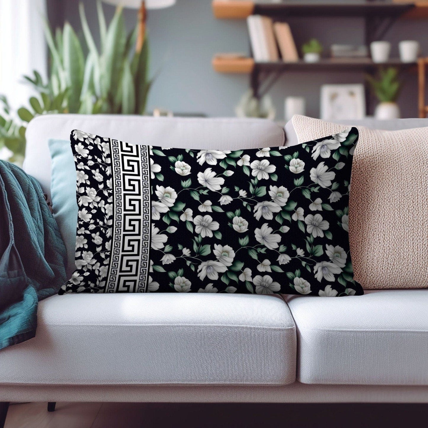 Onay Cushion Covers 4 / 12 x 16 inches (30 x 40 cm) Luxurious Floral Rectangular Pillow Covers with Traditional Patterns