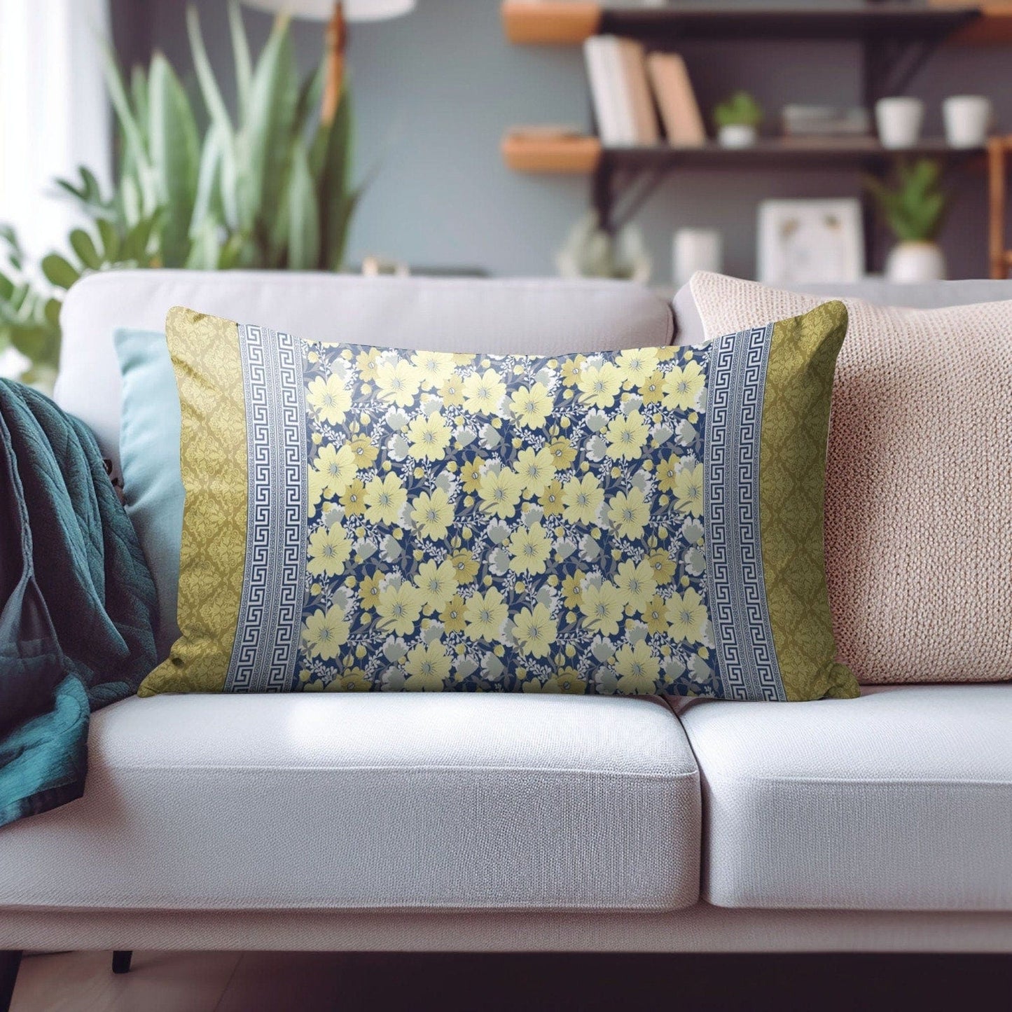 Onay Cushion Covers 3 / 12 x 16 inches (30 x 40 cm) Luxurious Floral Rectangular Pillow Covers with Traditional Patterns