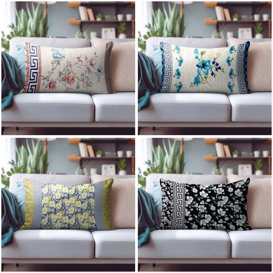 Onay Cushion Covers Luxurious Floral Rectangular Pillow Covers with Traditional Patterns