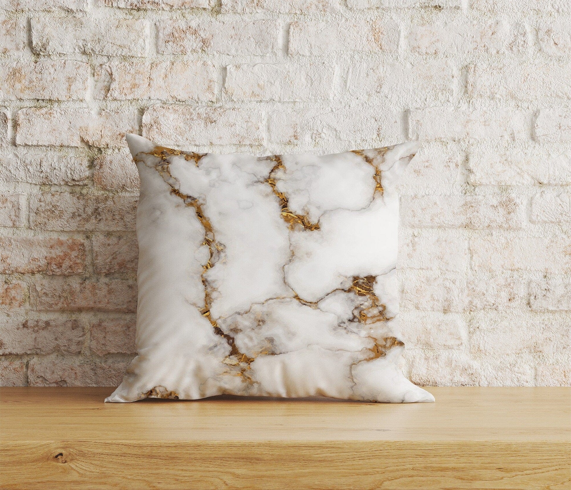 Onay Home Textile Cushion Covers 8 / 12 x 12 inch (30 x 30 cm) Double Side Marble Cushion Cover Gold Watercolor Stone Pillow Cover