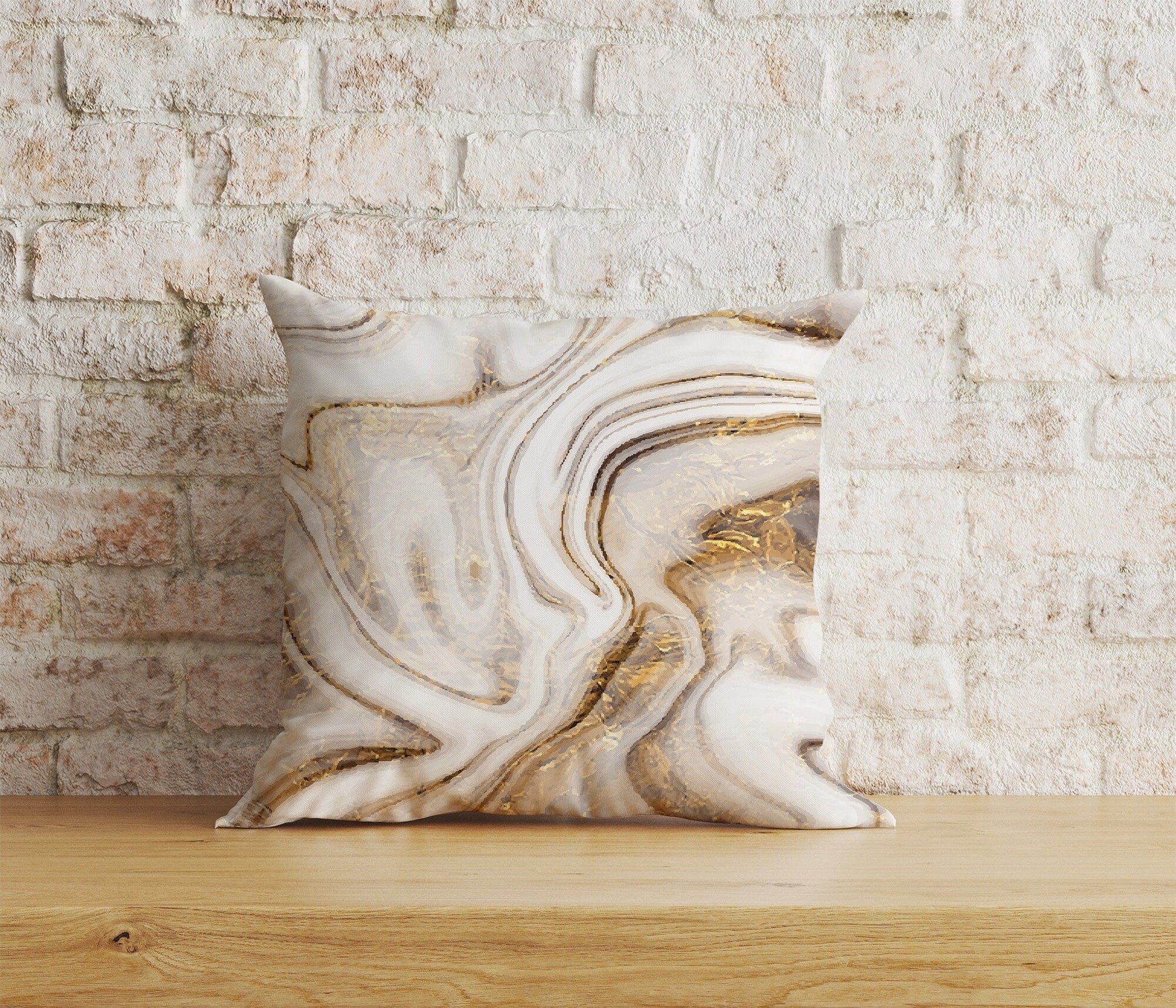 Onay Home Textile Cushion Covers 7 / 12 x 12 inch (30 x 30 cm) Double Side Marble Cushion Cover Gold Watercolor Stone Pillow Cover