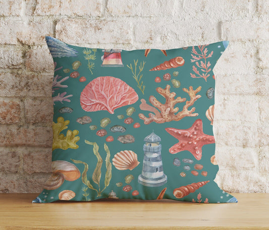 Onay 1 / 12 x 12 inch (30 x 30 cm) Double Side Marine Coastal Summer Beach Nautical Cushion Cover