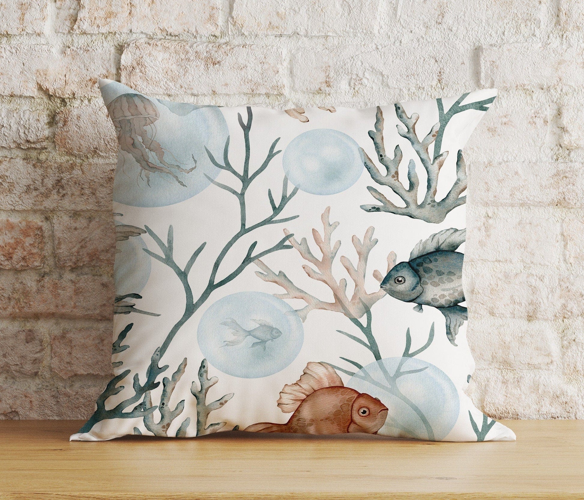 Onay 3 / 12 x 12 inch (30 x 30 cm) Marine & Fish Coastal Home Decoration Cushion Cover