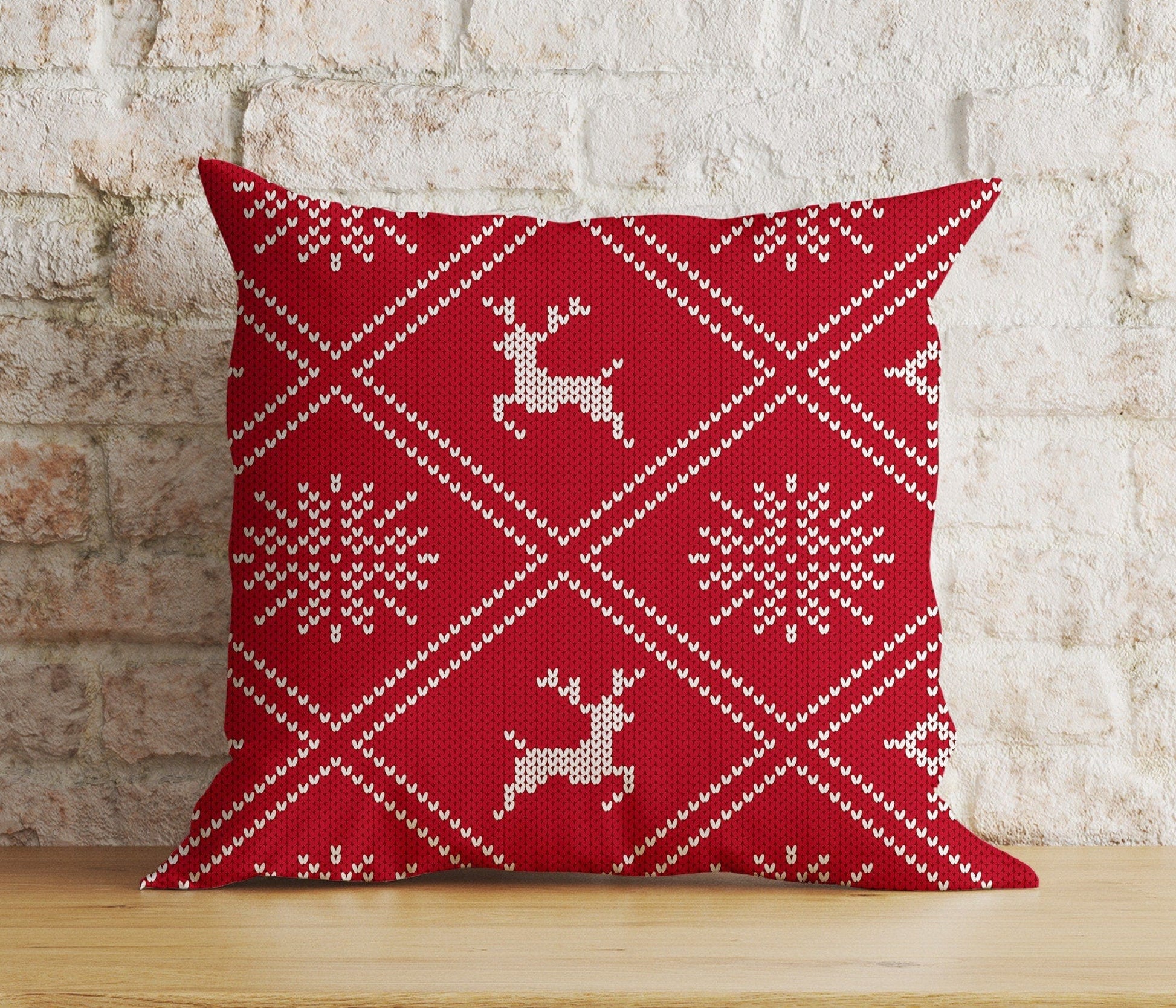 Onay 9 / 12 x 12 inch (30 x 30 cm) Double Side Merry Christmas Red Xmas Tree Snowflake Cushion Cover
