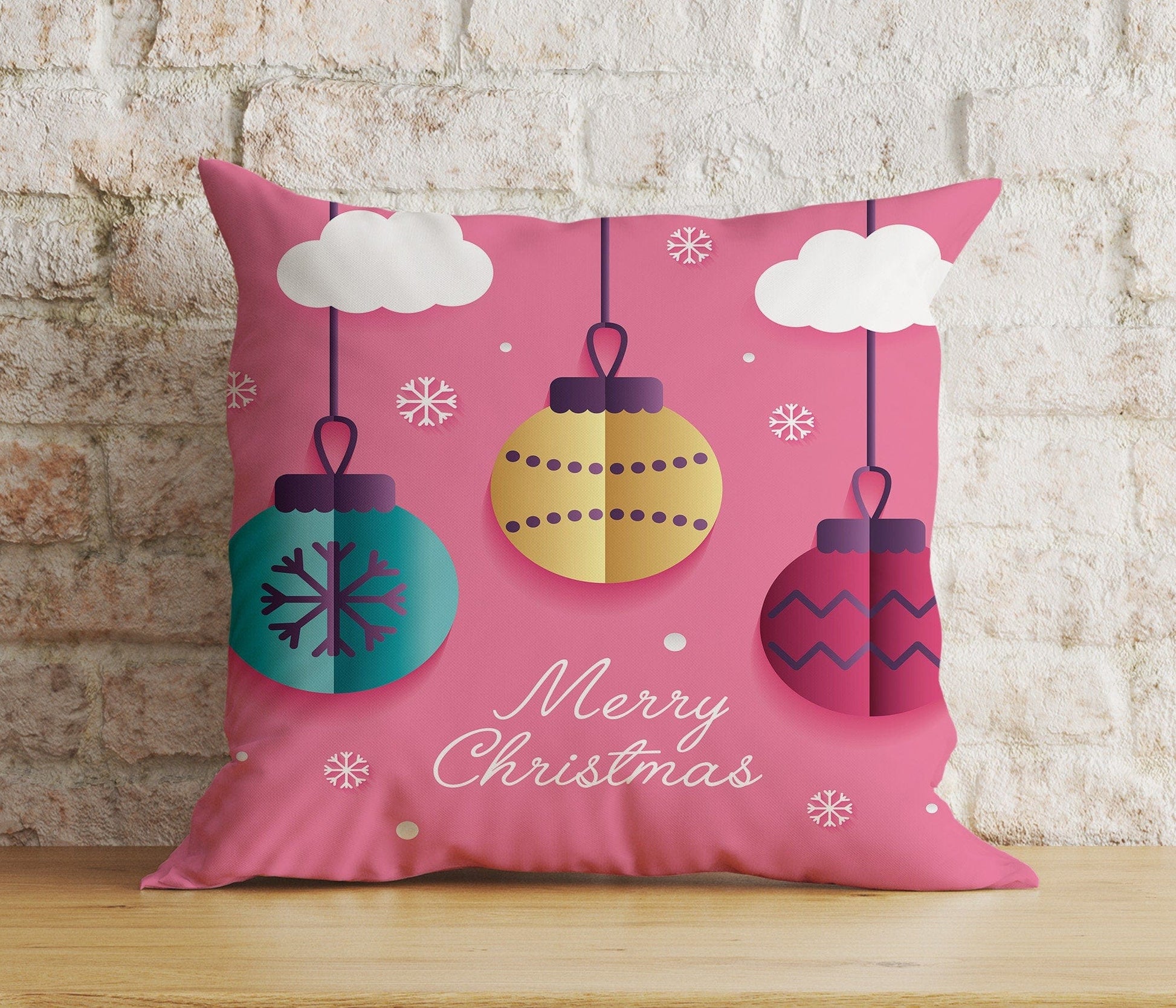 Onay 7 / 12 x 12 inch (30 x 30 cm) Double Side Merry Christmas Red Xmas Tree Snowflake Cushion Cover