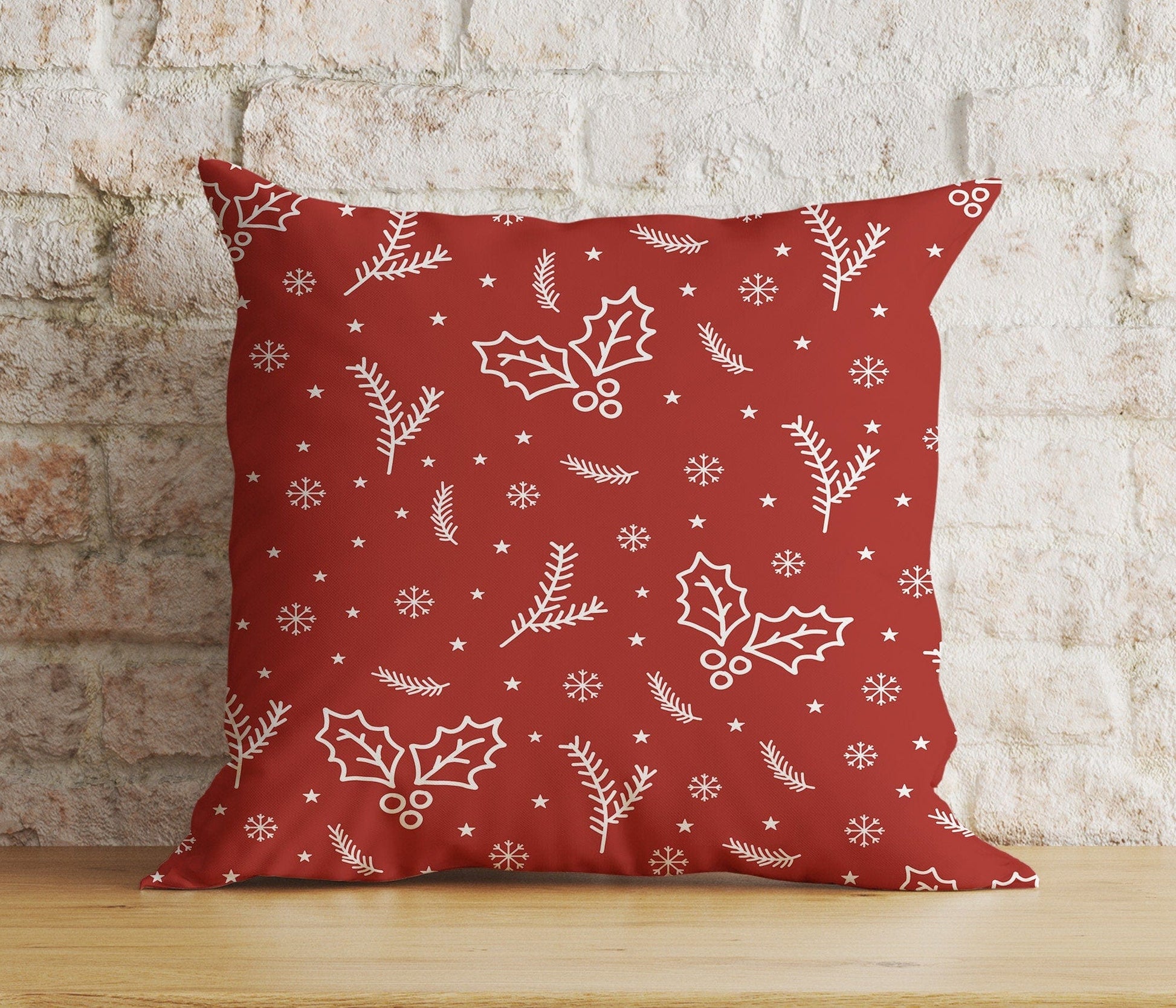 Onay 4 / 12 x 12 inch (30 x 30 cm) Double Side Merry Christmas Red Xmas Tree Snowflake Cushion Cover
