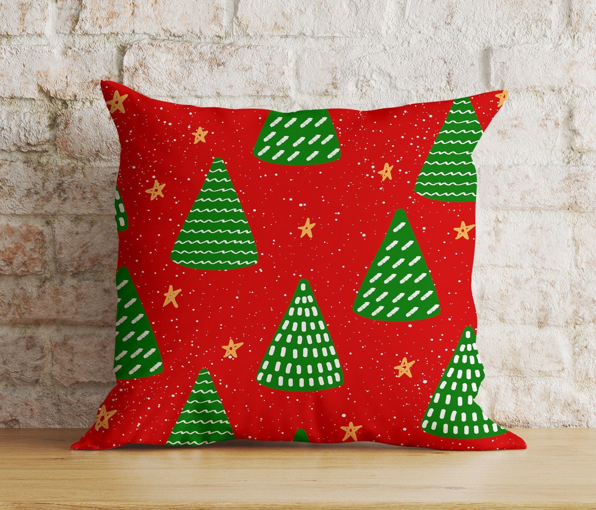 Onay 1 / 12 x 12 inch (30 x 30 cm) Double Side Merry Christmas Red Xmas Tree Snowflake Cushion Cover