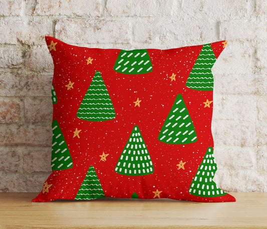 Onay 1 / 12 x 12 inch (30 x 30 cm) Double Side Merry Christmas Red Xmas Tree Snowflake Cushion Cover