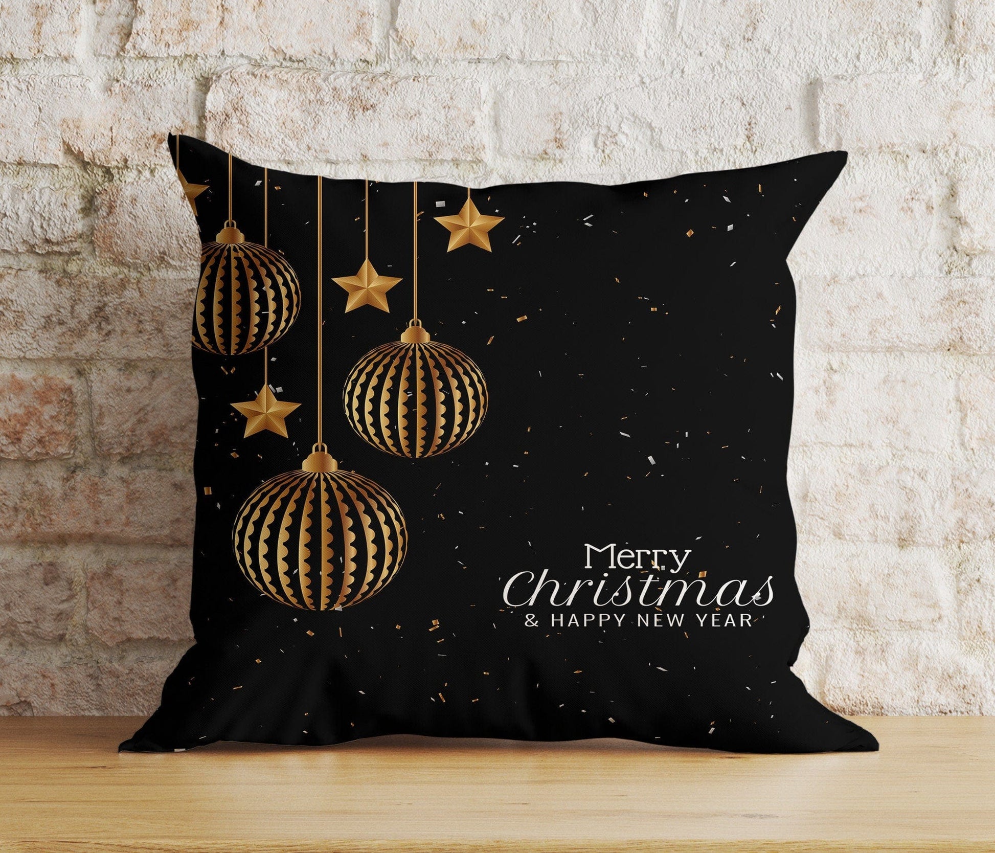 Onay 8 / 12 x 12 inch (30 x 30 cm) Double Side Merry Christmas White Gold Xmas Snowflake Cushion Cover
