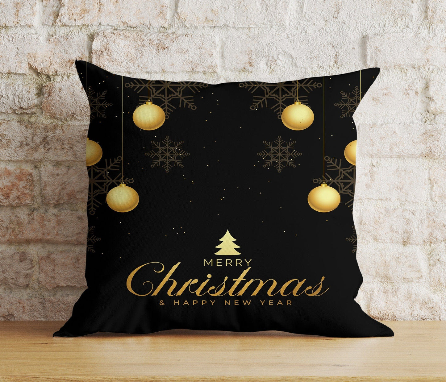 Onay 1 / 12 x 12 inch (30 x 30 cm) Double Side Merry Christmas White Gold Xmas Snowflake Cushion Cover