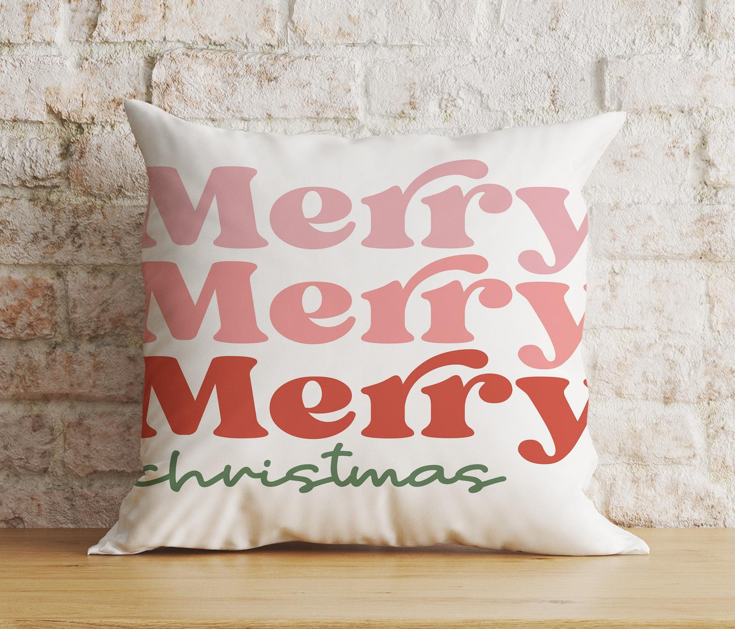 Onay 1 / 12 x 12 inch (30 x 30 cm) Double Side Merry Xmas Joyful Retro Red Green Lettering Cushion Cover
