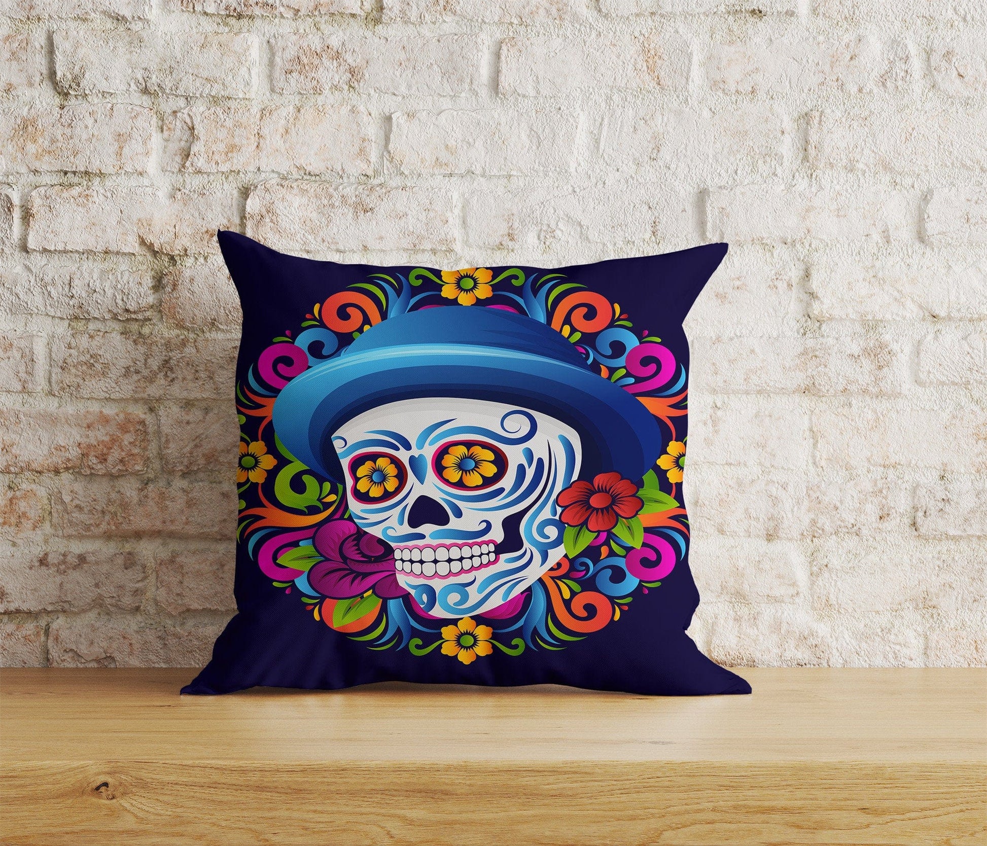 Onay Home Textile Cushion Covers 9 / 12 x 12 inch (30 x 30 cm) Double Side Mexican Day of The Dead Pillow Cover Mexican Cushion Cover