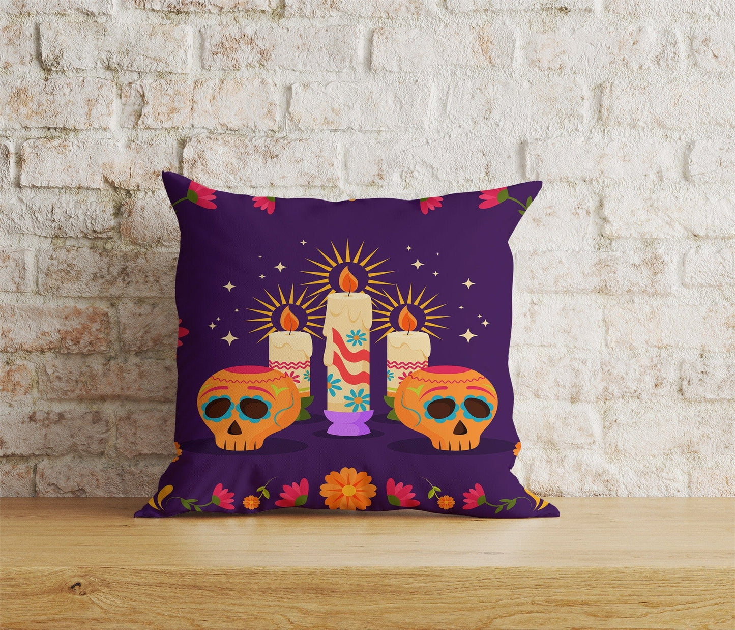 Onay Home Textile Cushion Covers 7 / 12 x 12 inch (30 x 30 cm) Double Side Mexican Day of The Dead Pillow Cover Mexican Cushion Cover