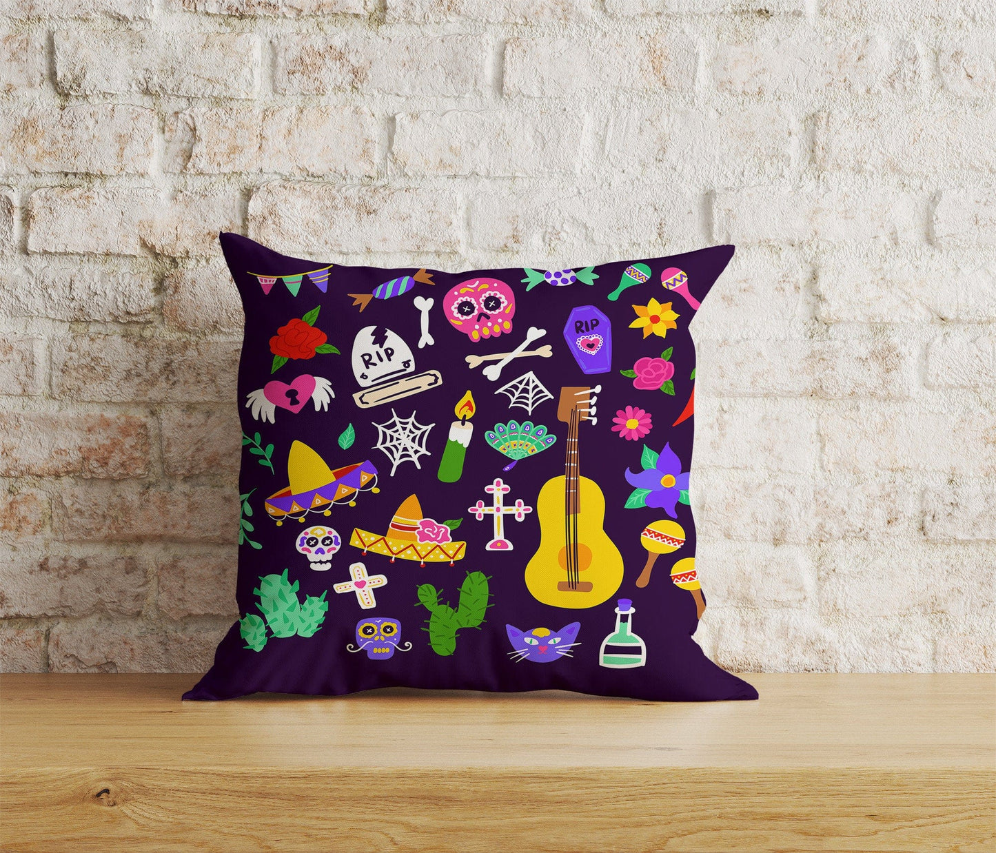 Onay Home Textile Cushion Covers 5 / 12 x 12 inch (30 x 30 cm) Double Side Mexican Day of The Dead Pillow Cover Mexican Cushion Cover
