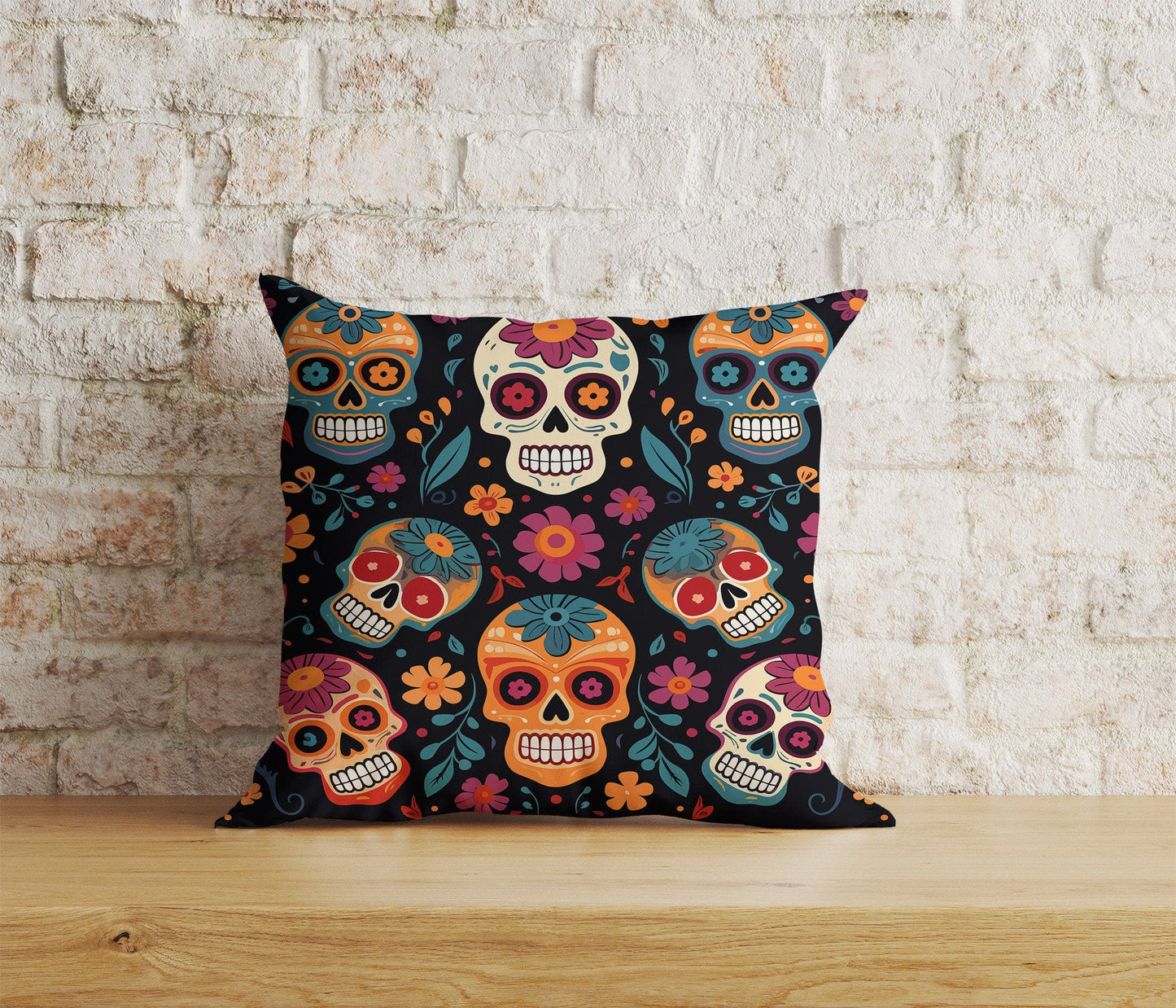 Onay Home Textile Cushion Covers 4 / 12 x 12 inch (30 x 30 cm) Double Side Mexican Day of The Dead Pillow Cover Mexican Cushion Cover