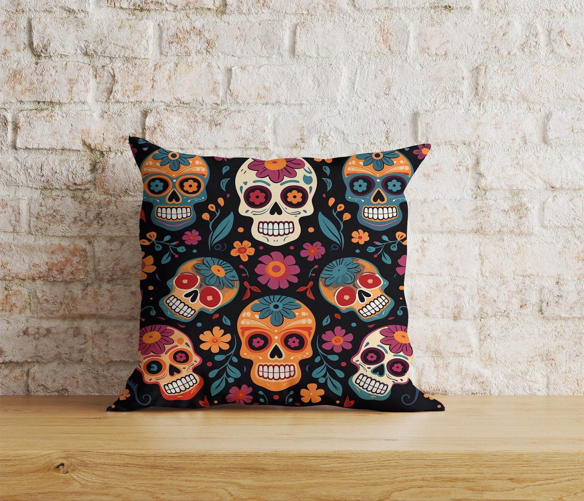 Onay Home Textile Cushion Covers 4 / 12 x 12 inch (30 x 30 cm) Double Side Mexican Day of The Dead Pillow Cover Mexican Cushion Cover