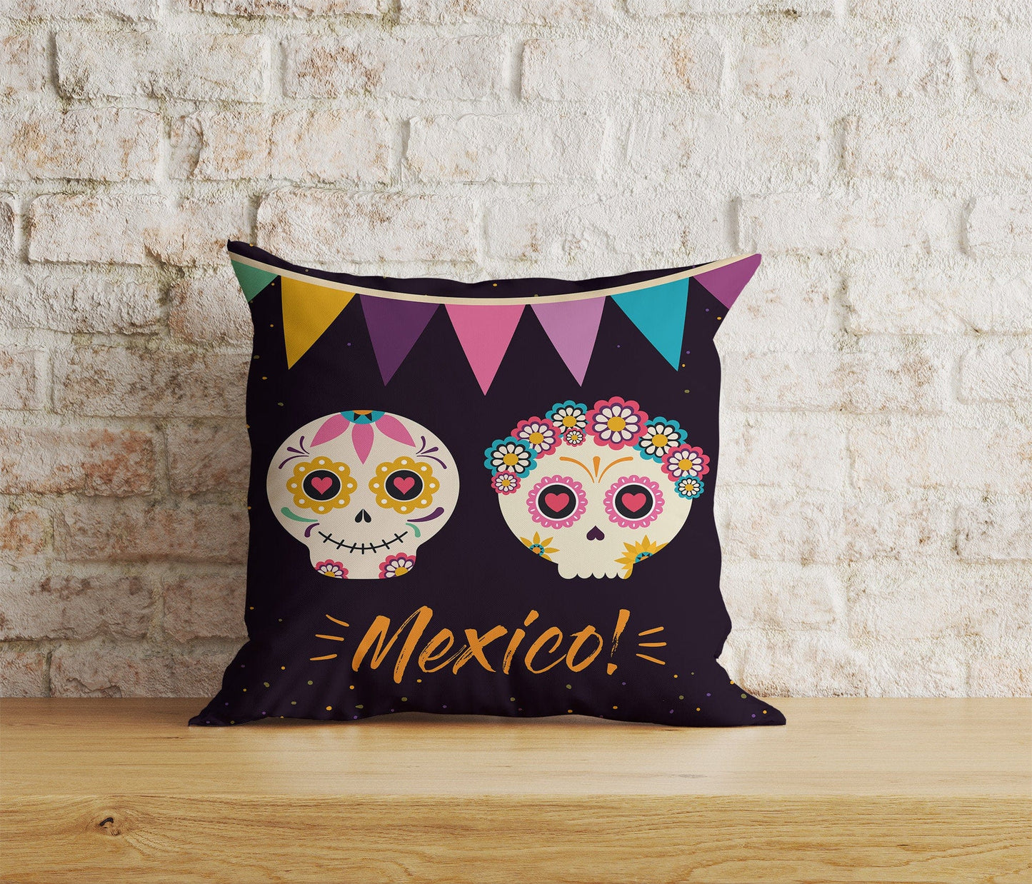 Onay Home Textile Cushion Covers 1 / 12 x 12 inch (30 x 30 cm) Double Side Mexican Day of The Dead Pillow Cover Mexican Cushion Cover