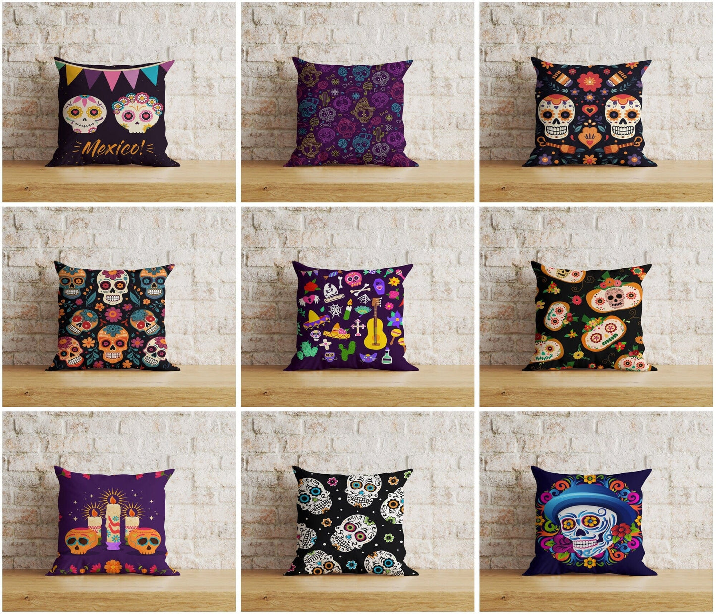 Onay Home Textile Cushion Covers Mexican Day of The Dead Pillow Cover Mexican Cushion Cover