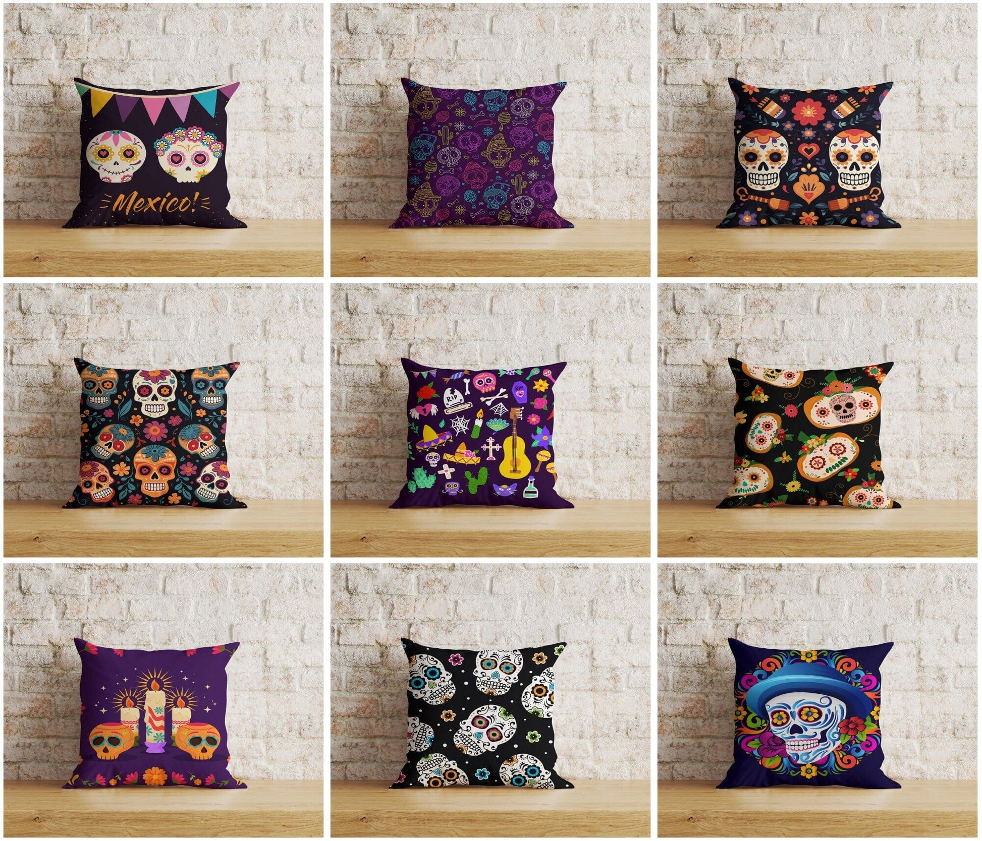 Onay Home Textile Cushion Covers Mexican Day of The Dead Pillow Cover Mexican Cushion Cover