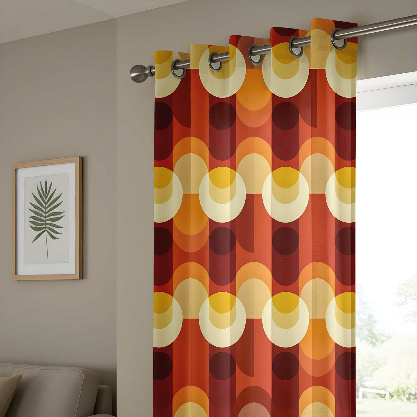 Onay Mid-Century Modern Curtains with 60s and 70s Retro Pattern