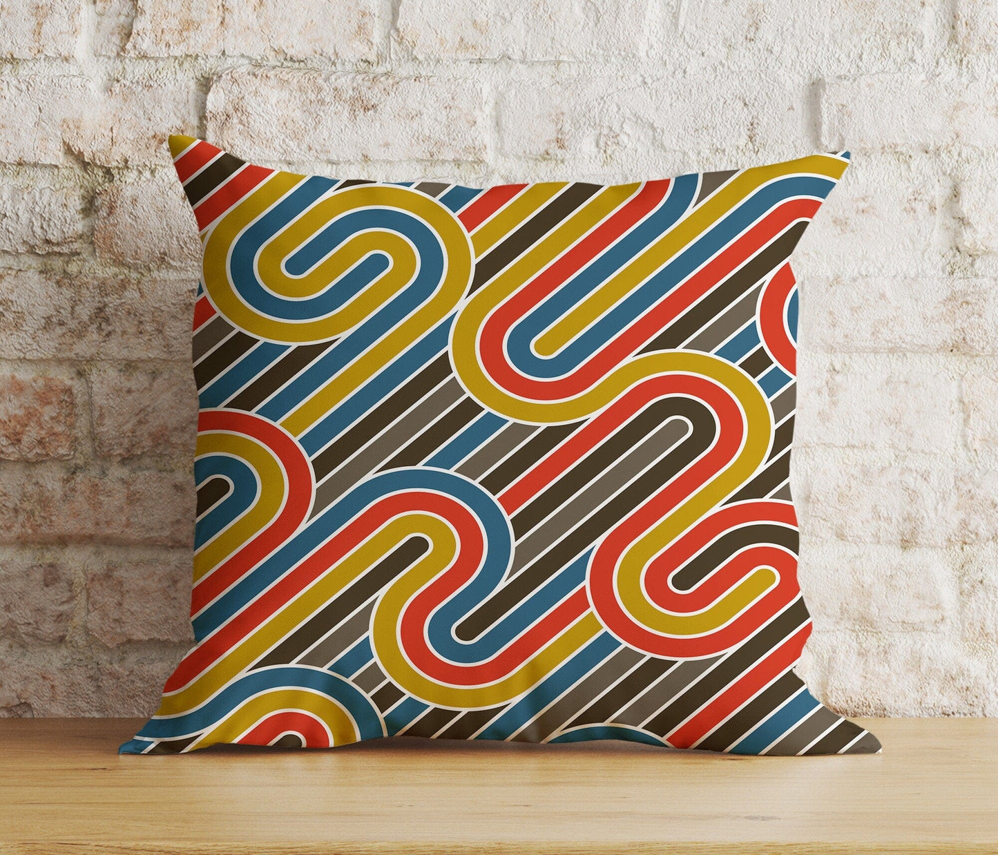 Onay Home Textile Cushion Covers 4 / 12 x 12 inch (30 x 30 cm) Double Side Mid Century Modern Cushion Cover Boho Colorful Line Abstract