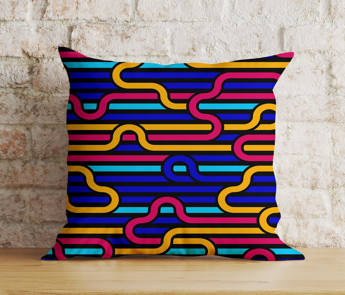 Onay Home Textile Cushion Covers 2 / 12 x 12 inch (30 x 30 cm) Double Side Mid Century Modern Cushion Cover Boho Colorful Line Abstract