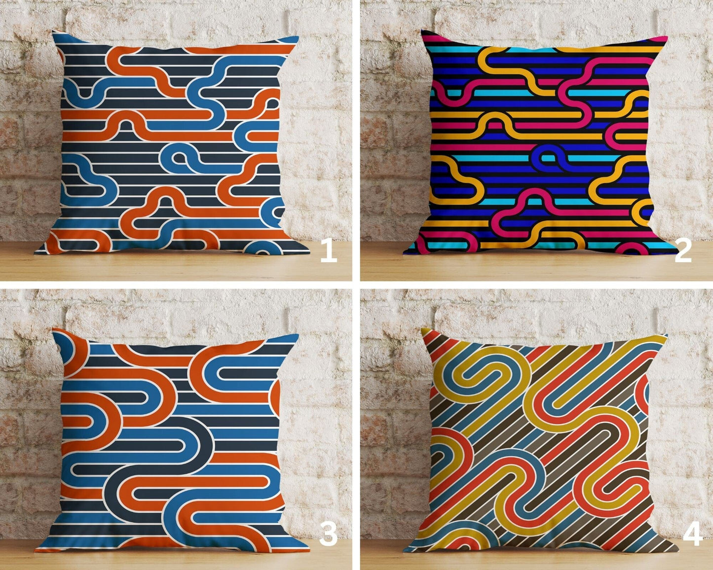 Onay Home Textile Cushion Covers Mid Century Modern Cushion Cover Boho Colorful Line Abstract