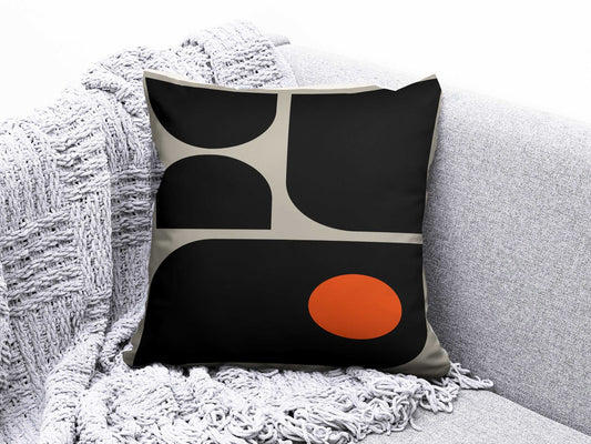 Onay 1 / 12 x 12 inch (30 x 30 cm) Mid Century Modern Piquet Abstract Black Cushion Cover