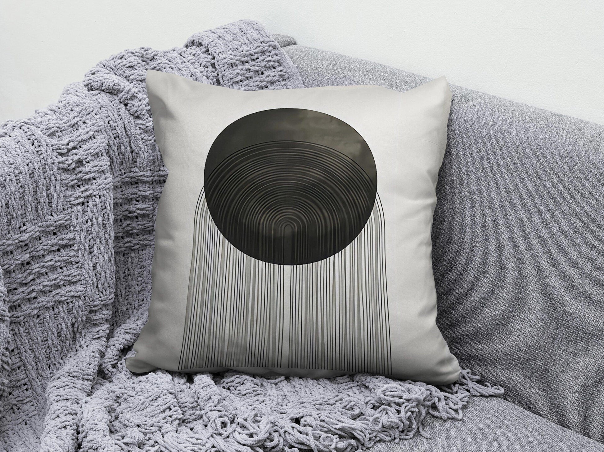 Onay 2 / 12 x 12 inch (30 x 30 cm) Minimalist Drawings Abstract Line Art Cushion Cover