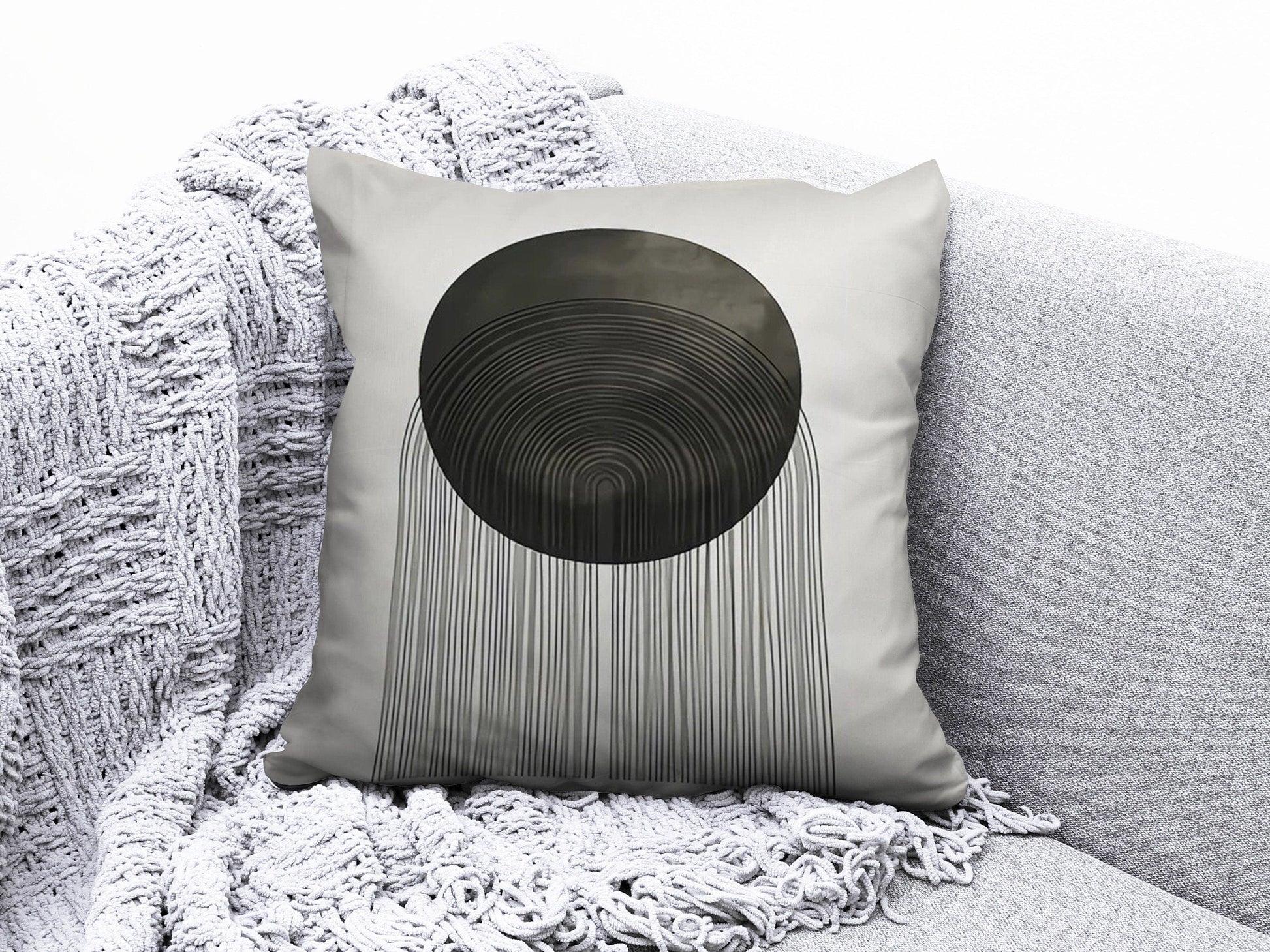 Onay 3 / 12 x 12 inch (30 x 30 cm) Minimalist Drawings Black Abstract Pattern Cushion Cover