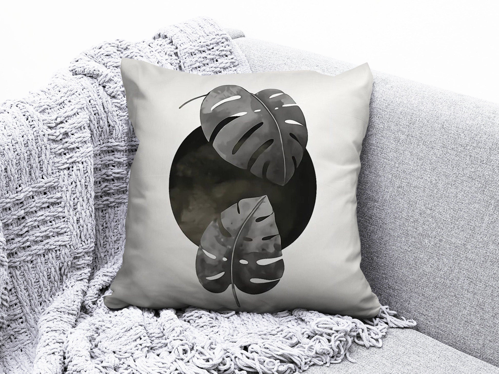 Onay 2 / 12 x 12 inch (30 x 30 cm) Minimalist Drawings Black Abstract Pattern Cushion Cover