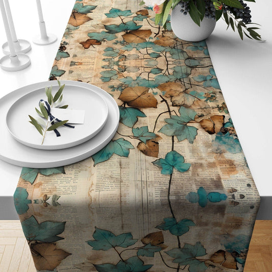 Onay Home Textile table runner 1 / 12 x 46 inch (30 x 120 cm) Minimalist Drawings Table Runner Decorative Leaves Runner