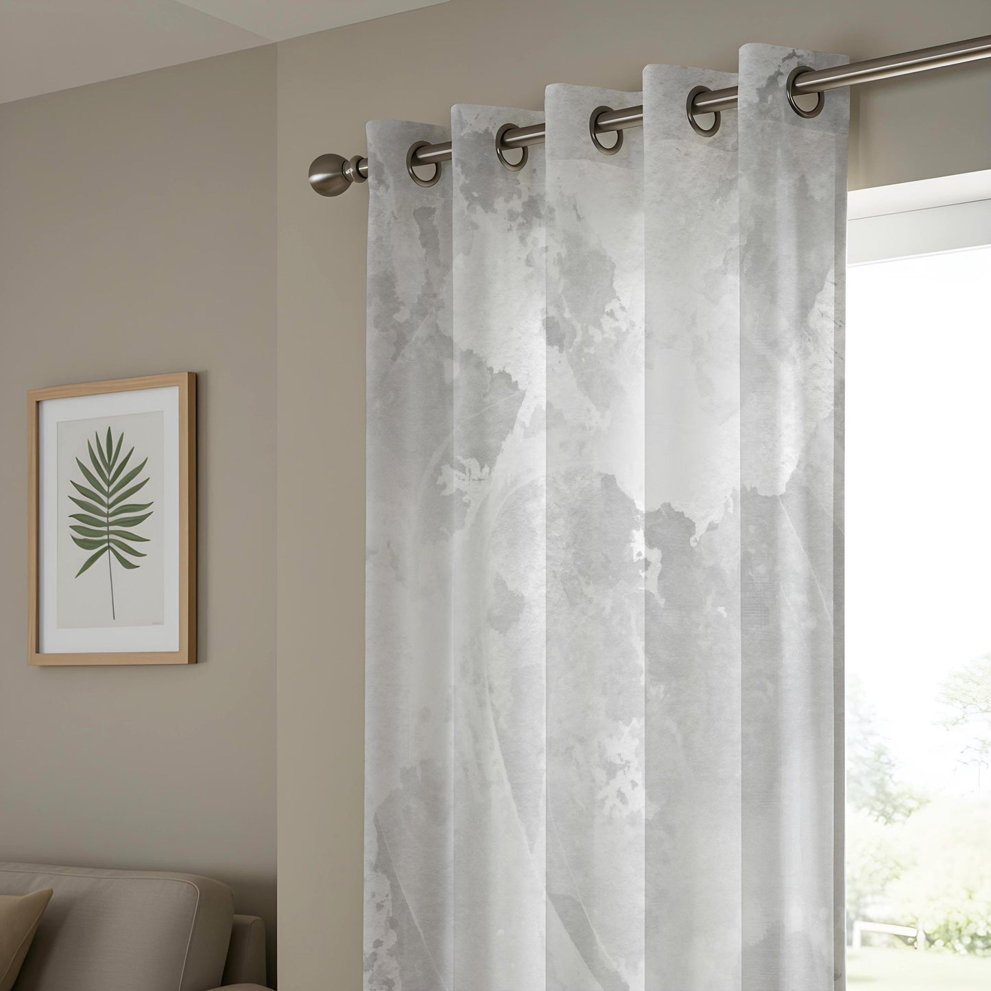 Onay Minimalist Grey Watercolor Living Room Curtains, Abstract Soft Texture Drapes