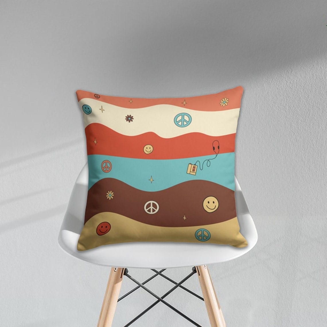 Onay 5 / 12 x 12 inch (30 x 30 cm) Modern Abstract Surreal Groovy Figures Cushion Cover