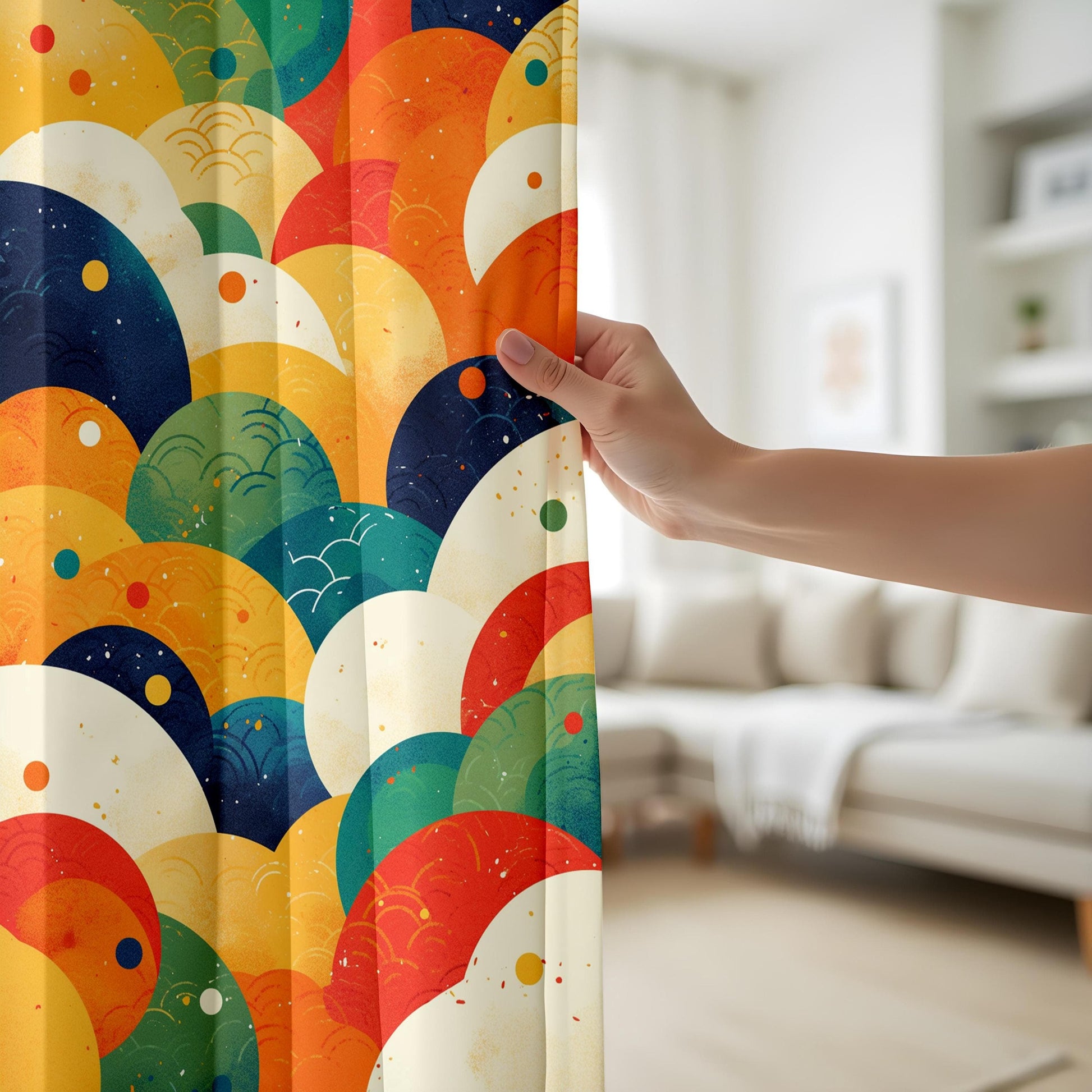 Onay Modern Art Deco-Inspired Curtains, Elegant Boho Window Drapes