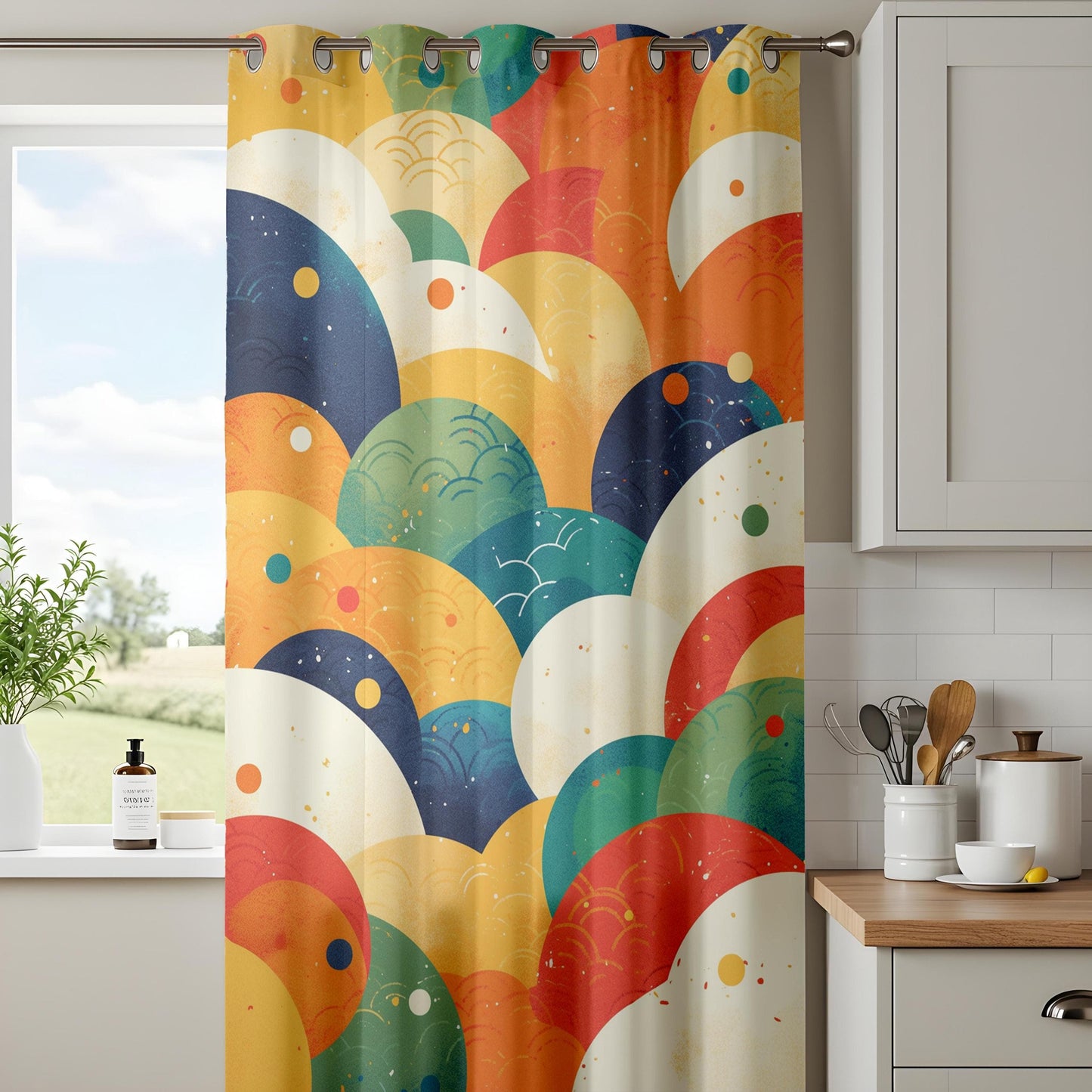 Onay Modern Art Deco-Inspired Curtains, Elegant Boho Window Drapes