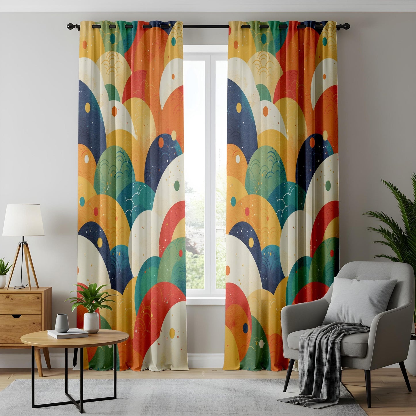 Onay Modern Art Deco-Inspired Curtains, Elegant Boho Window Drapes