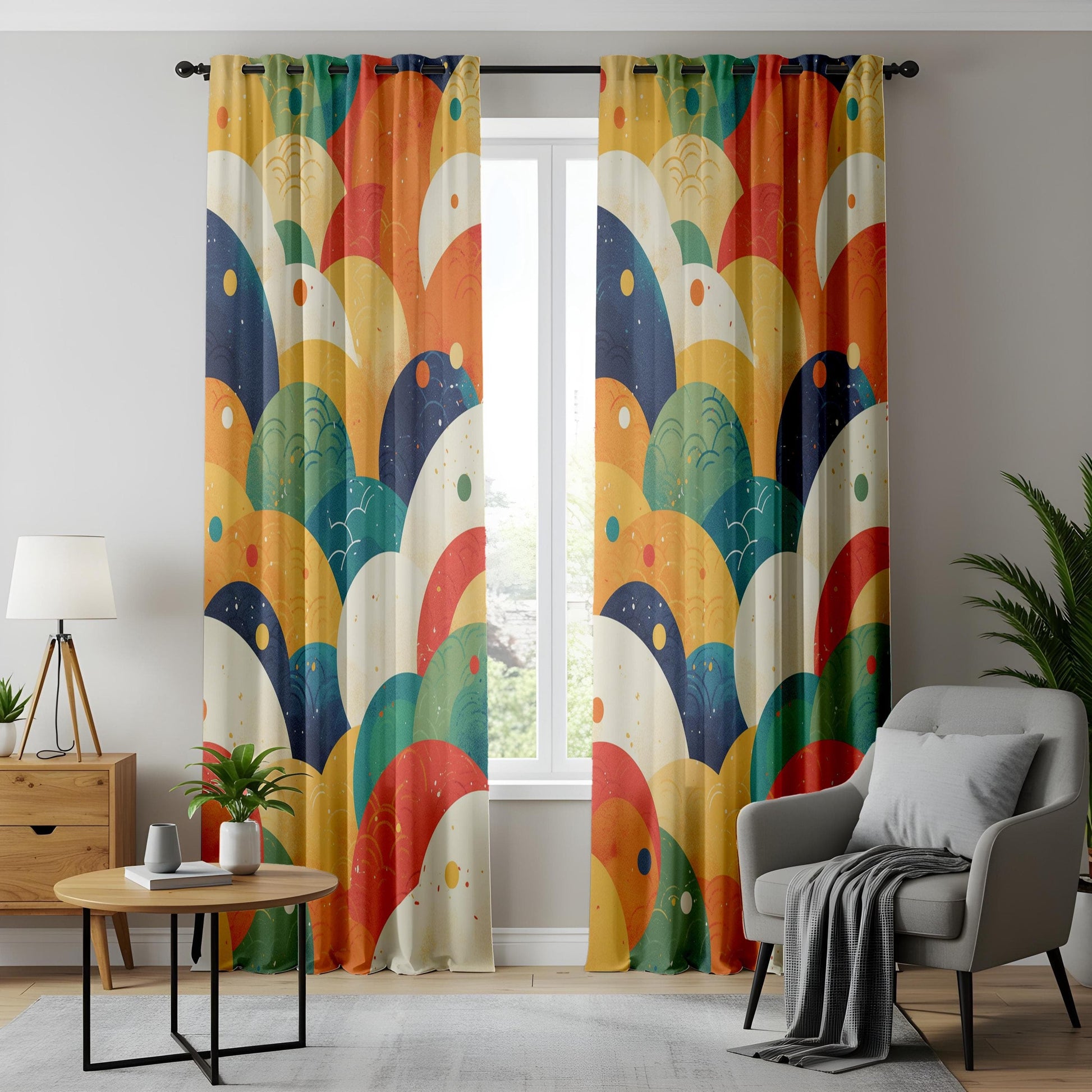 Onay Modern Art Deco-Inspired Curtains, Elegant Boho Window Drapes